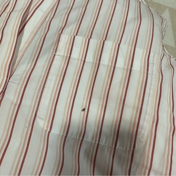 J crew vneck cotton poplin long sleeve popover ivory peach stripe - Picture 7 of 7